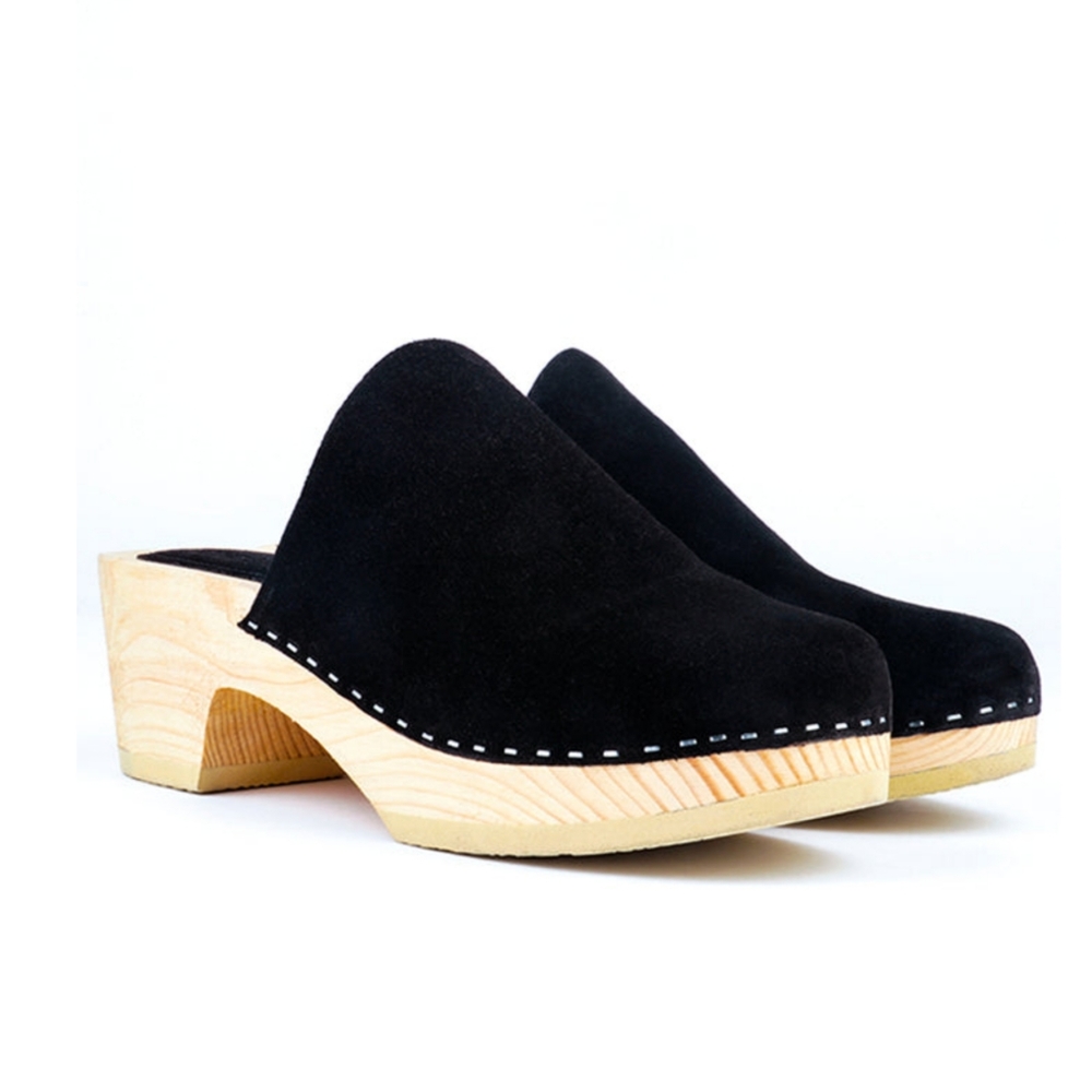 Rag & Co DARCIE BLACK SUEDE CLOGS sz 8